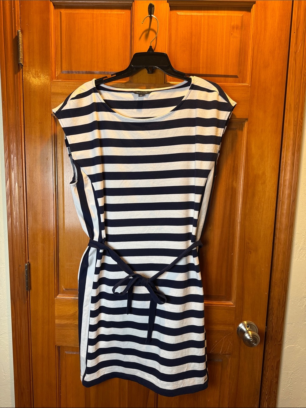 Tommy Hilfiger Striped Knit Navy and White Belted T Shirt Women’s Dress Size Xl